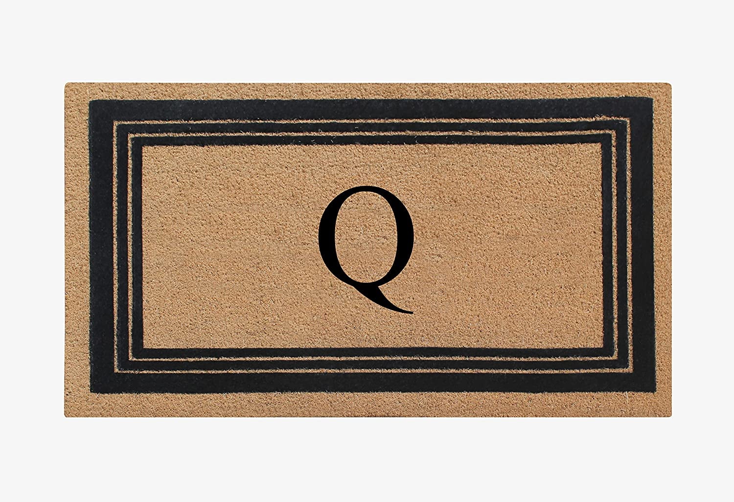 A1HC Natural Coir Monogrammed Entrance Door Mats, Durable Large Outdoor Rug, Non-Slip, Flock Doormat, Thin-Profile Heavy Duty Door Mat, Indoor Outdoor Front Door, High Traffic Areas, 24" X 39"