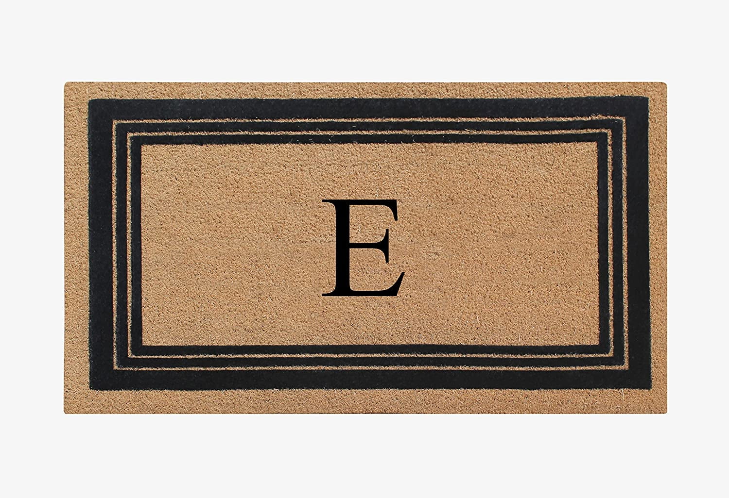 A1HC Natural Coir Monogrammed Entrance Door Mats, Durable Large Outdoor Rug, Non-Slip, Flock Doormat, Thin-Profile Heavy Duty Door Mat, Indoor Outdoor Front Door, High Traffic Areas, 24" X 39"