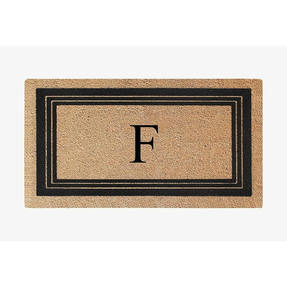 A1HC Natural Coir Monogrammed Entrance Door Mats, Durable Large Outdoor Rug, Non-Slip, Flock Doormat, Thin-Profile Heavy Duty Door Mat, Indoor Outdoor Front Door, High Traffic Areas, 18" X 30"