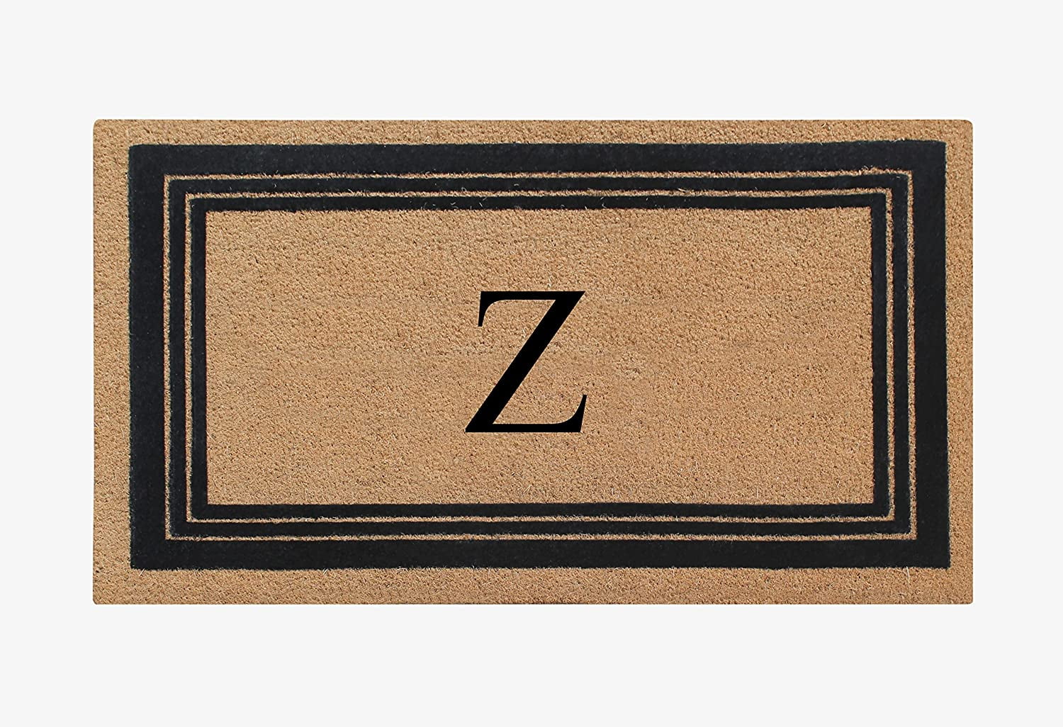 A1HC Natural Coir Monogrammed Entrance Door Mats, Durable Large Outdoor Rug, Non-Slip, Flock Doormat, Thin-Profile Heavy Duty Door Mat, Indoor Outdoor Front Door, High Traffic Areas, 24" X 39"
