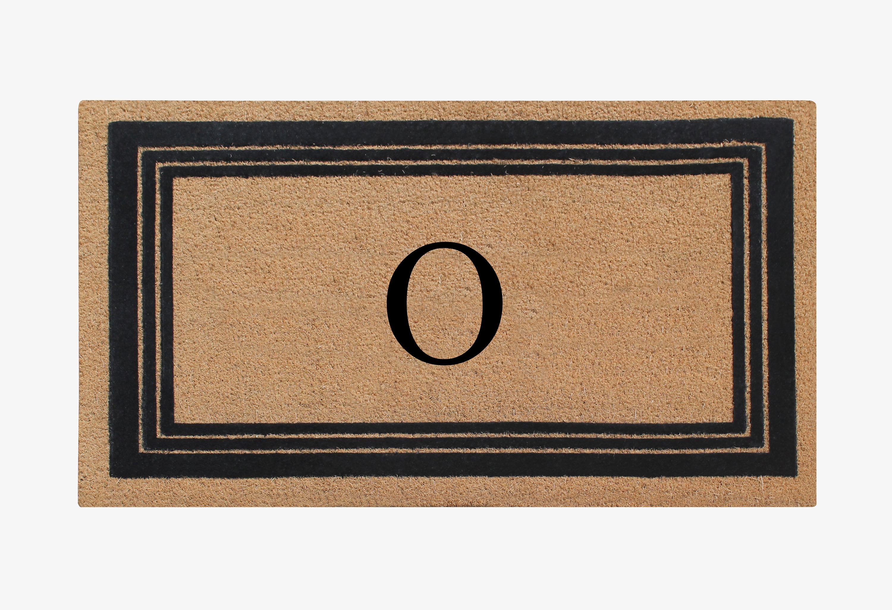A1HC Natural Coir Monogrammed Entrance Door Mats, Durable Large Outdoor Rug, Non-Slip, Flock Doormat, Thin-Profile Heavy Duty Door Mat, Indoor Outdoor Front Door, High Traffic Areas, 24" X 39"