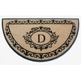 thumbnail image 1 of A1HC Heavy-Duty Semi-Circular Coir and Rubber Doormat, 36"x72" Hand-Flocked Monogrammed Front Porch Entrance Rug with Floral Design, 1 of 5