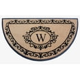 thumbnail image 1 of A1HC Heavy-Duty Semi-Circular Coir and Rubber Doormat, 36"x72" Hand-Flocked Monogrammed Front Porch Entrance Rug with Floral Design, 1 of 5