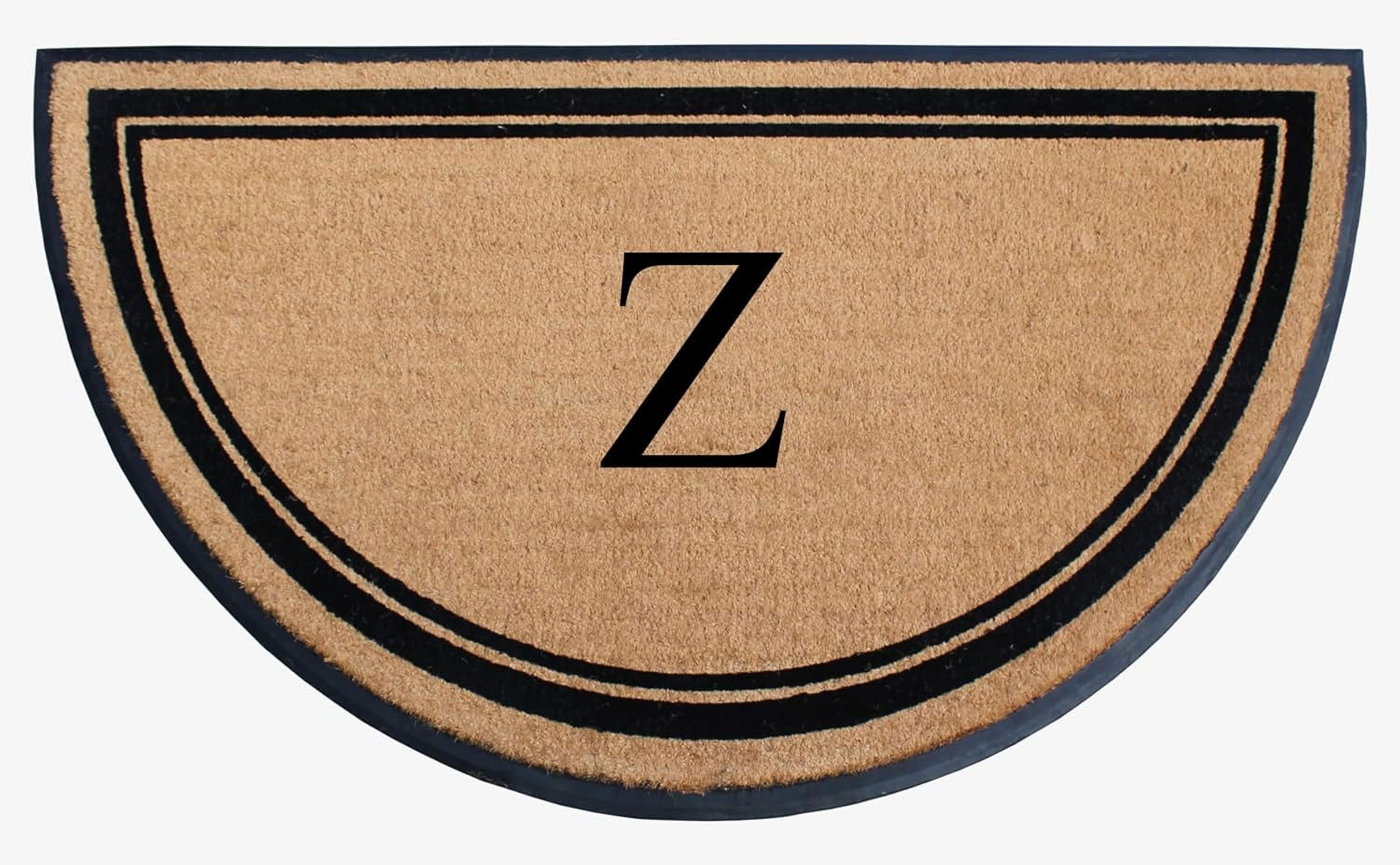 A1HC 36"x72" Natural Coir & Rubber Semicircular Monogrammed Door Mat, Thick, Durable, Heavy-Duty Welcome Mat for Front Door, Black Border