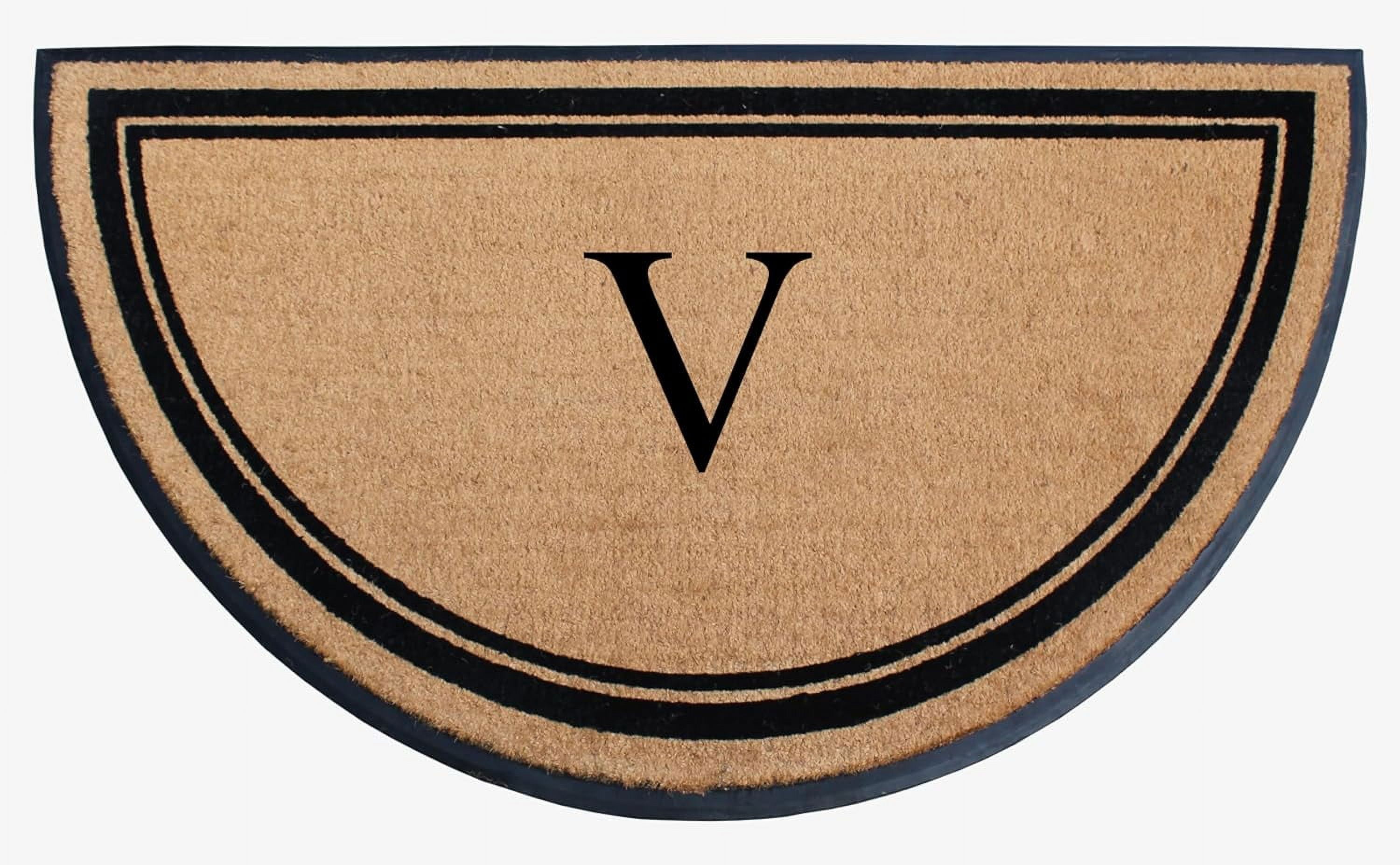 A1HC 36"x72" Natural Coir & Rubber Semicircular Monogrammed Door Mat, Thick, Durable, Heavy-Duty Welcome Mat for Front Door, Black Border