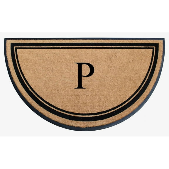 A1HC 36"x72" Natural Coir & Rubber Semicircular Monogrammed Door Mat, Thick, Durable, Heavy-Duty Welcome Mat for Front Door, Black Border