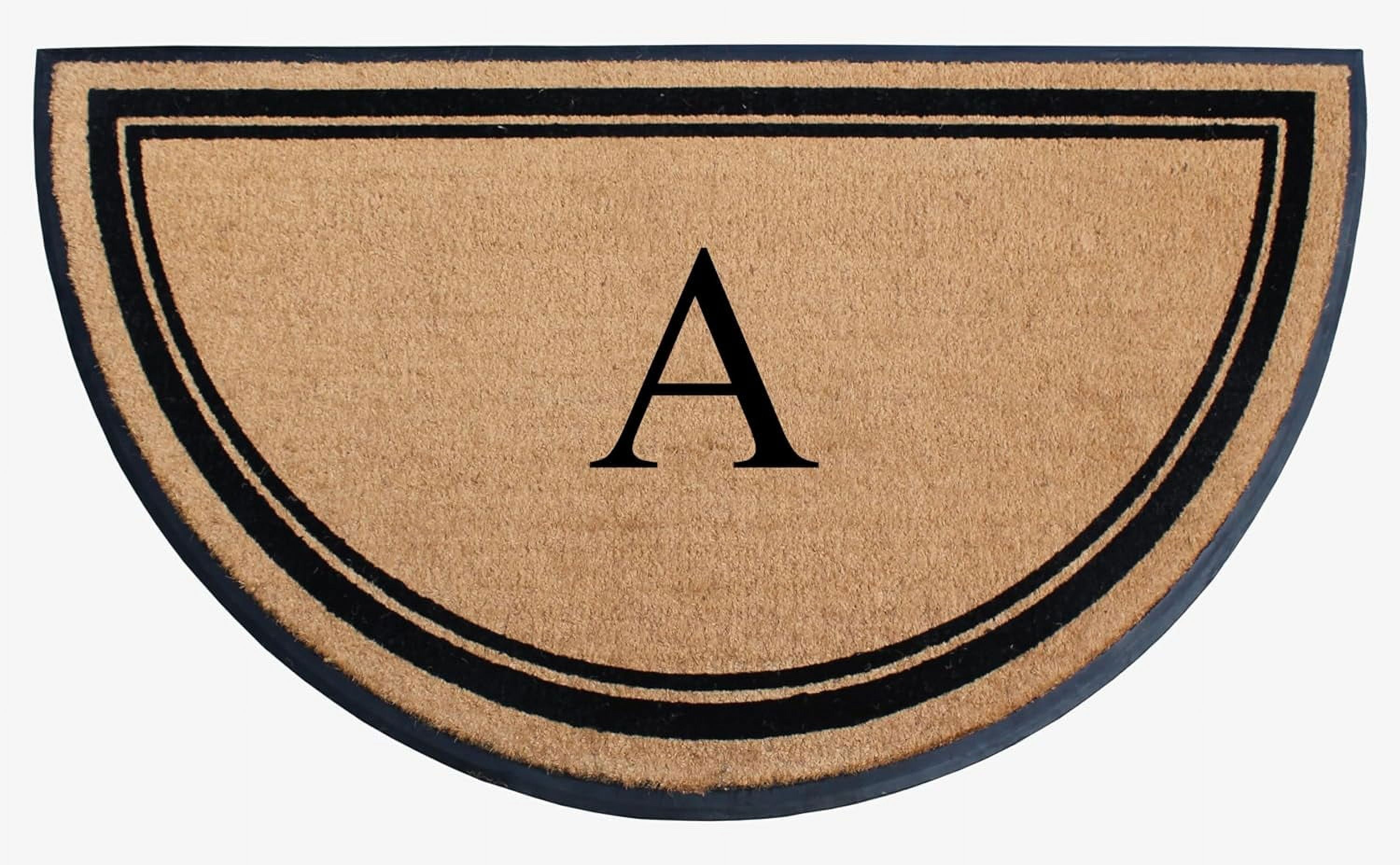 A1HC 36"x72" Natural Coir & Rubber Semicircular Monogrammed Door Mat, Thick, Durable, Heavy-Duty Welcome Mat for Front Door, Black Border