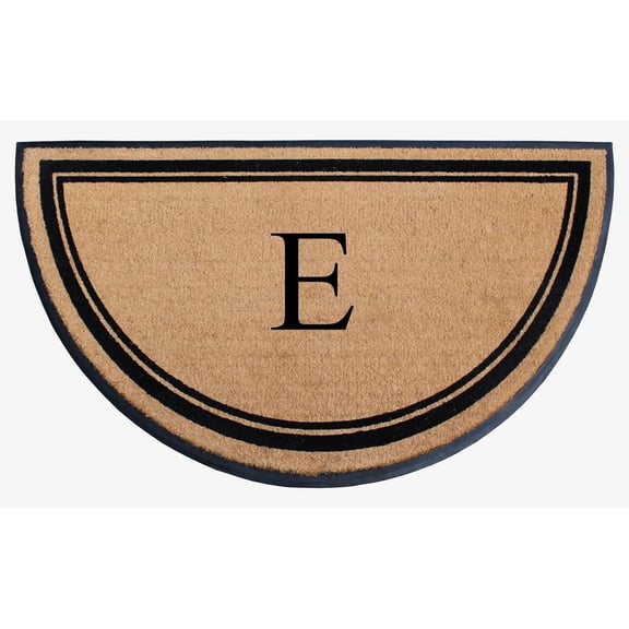 A1HC 36"x72" Natural Coir & Rubber Semicircular Monogrammed Door Mat, Thick, Durable, Heavy-Duty Welcome Mat for Front Door, Black Border