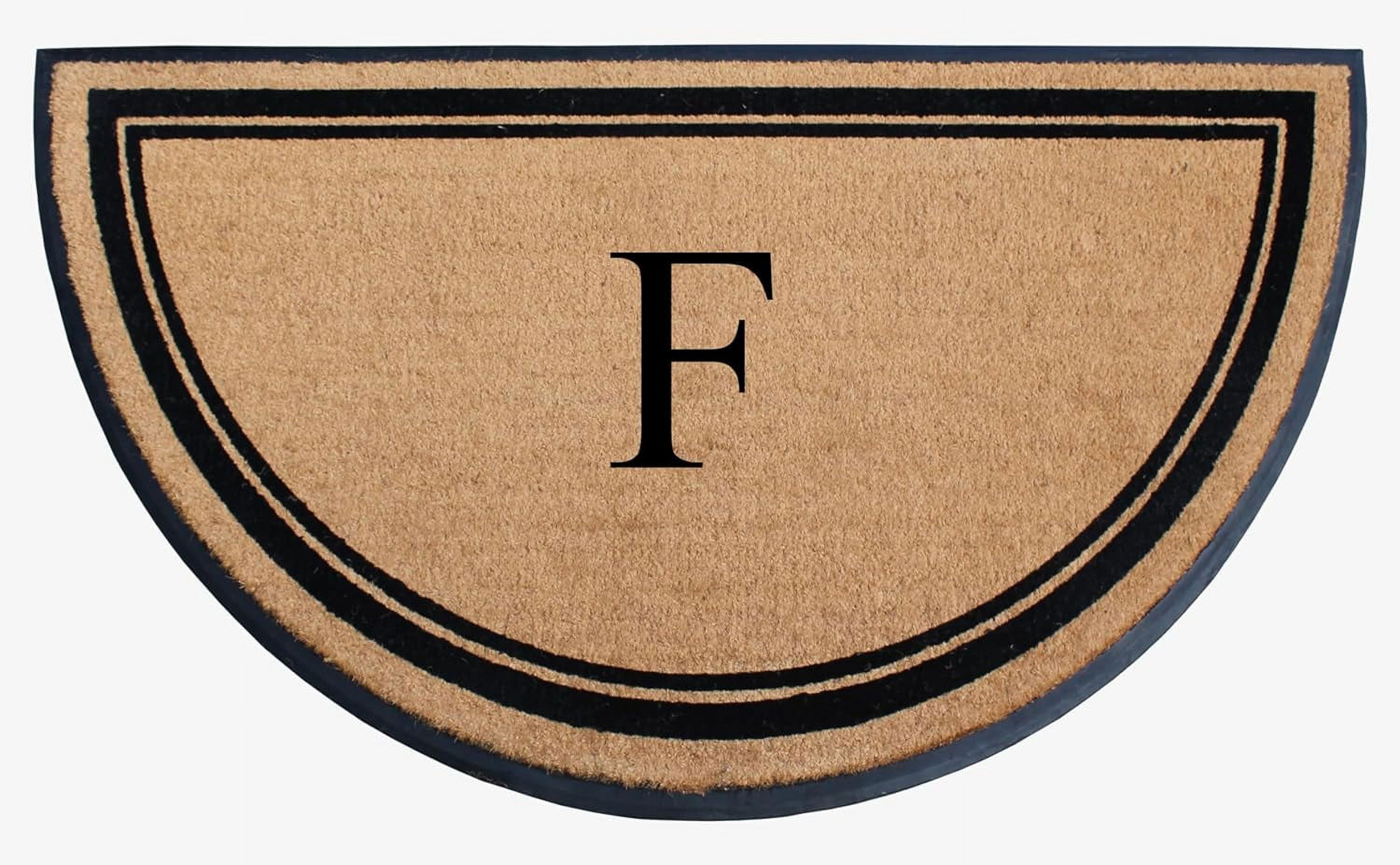 A1HC 36"x72" Natural Coir & Rubber Semicircular Monogrammed Door Mat, Thick, Durable, Heavy-Duty Welcome Mat for Front Door, Black Border