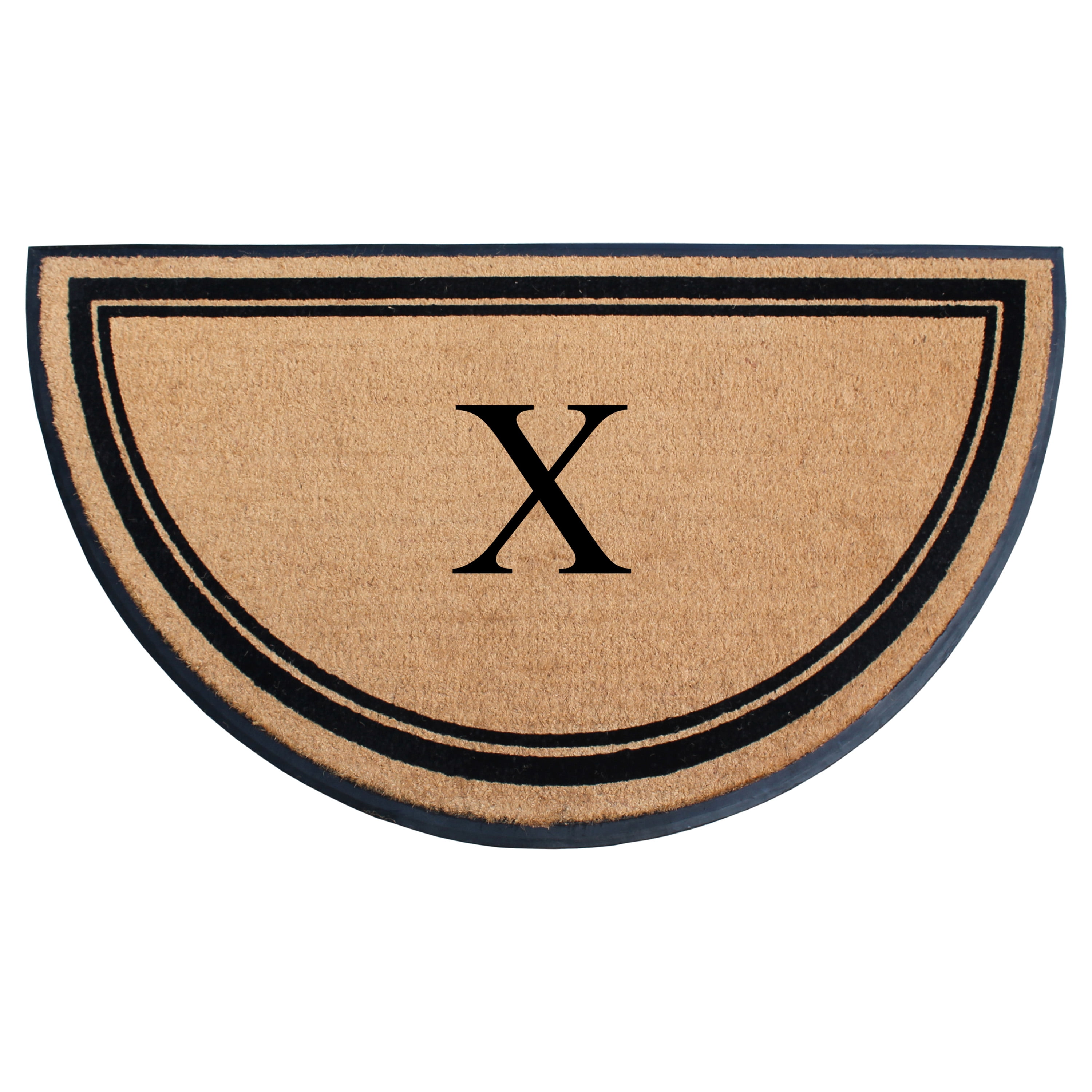 A1HC 36"x72" Natural Coir & Rubber Semicircular Monogrammed Door Mat, Thick, Durable, Heavy-Duty Welcome Mat for Front Door, Black Border