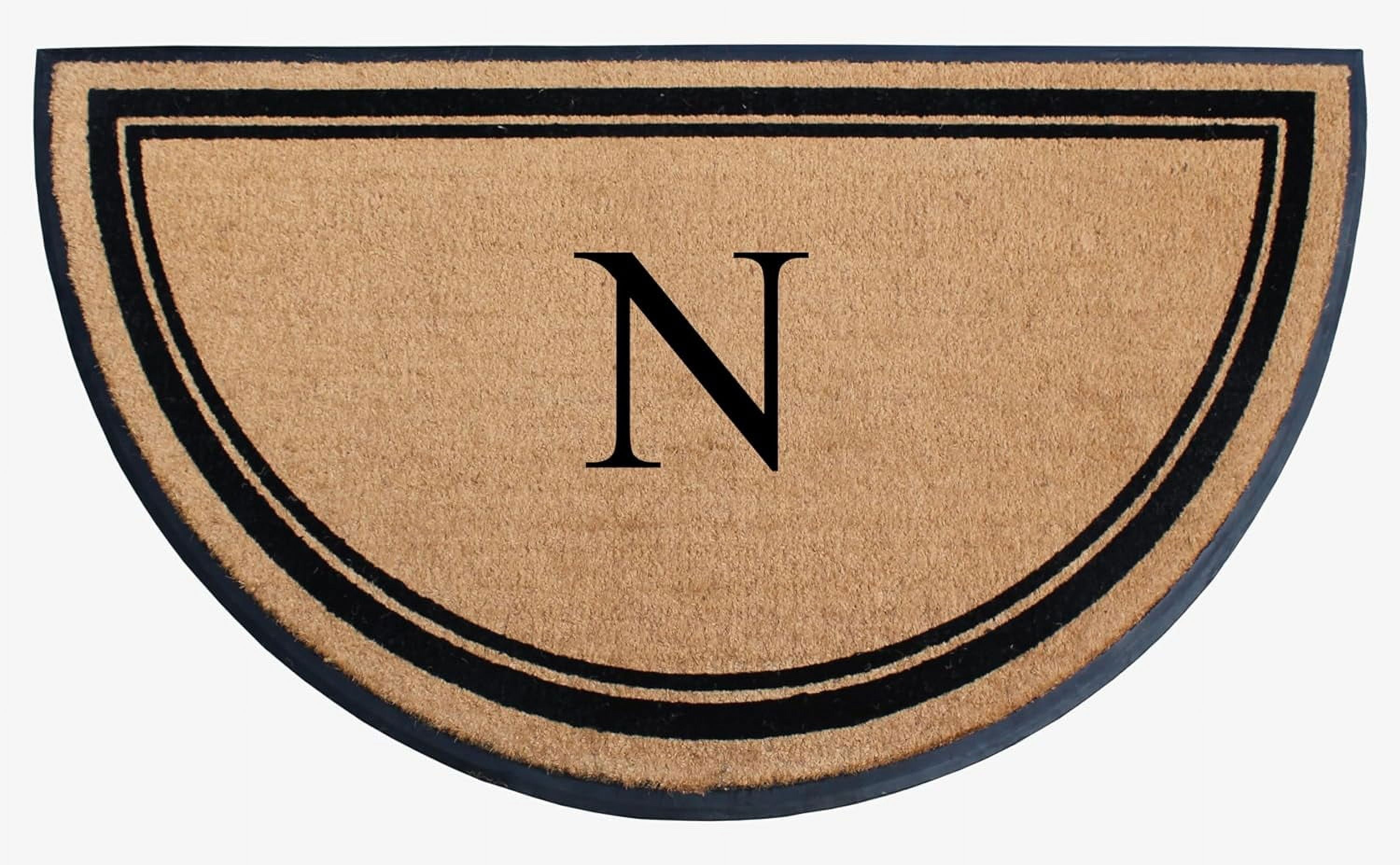 A1HC 36"x72" Natural Coir & Rubber Semicircular Monogrammed Door Mat, Thick, Durable, Heavy-Duty Welcome Mat for Front Door, Black Border