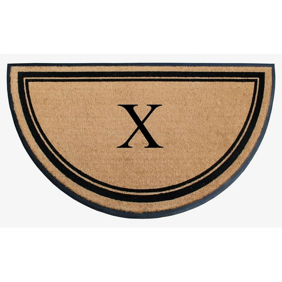 A1HC 36"x72" Natural Coir & Rubber Semicircular Monogrammed Door Mat, Thick, Durable, Heavy-Duty Welcome Mat for Front Door, Black Border