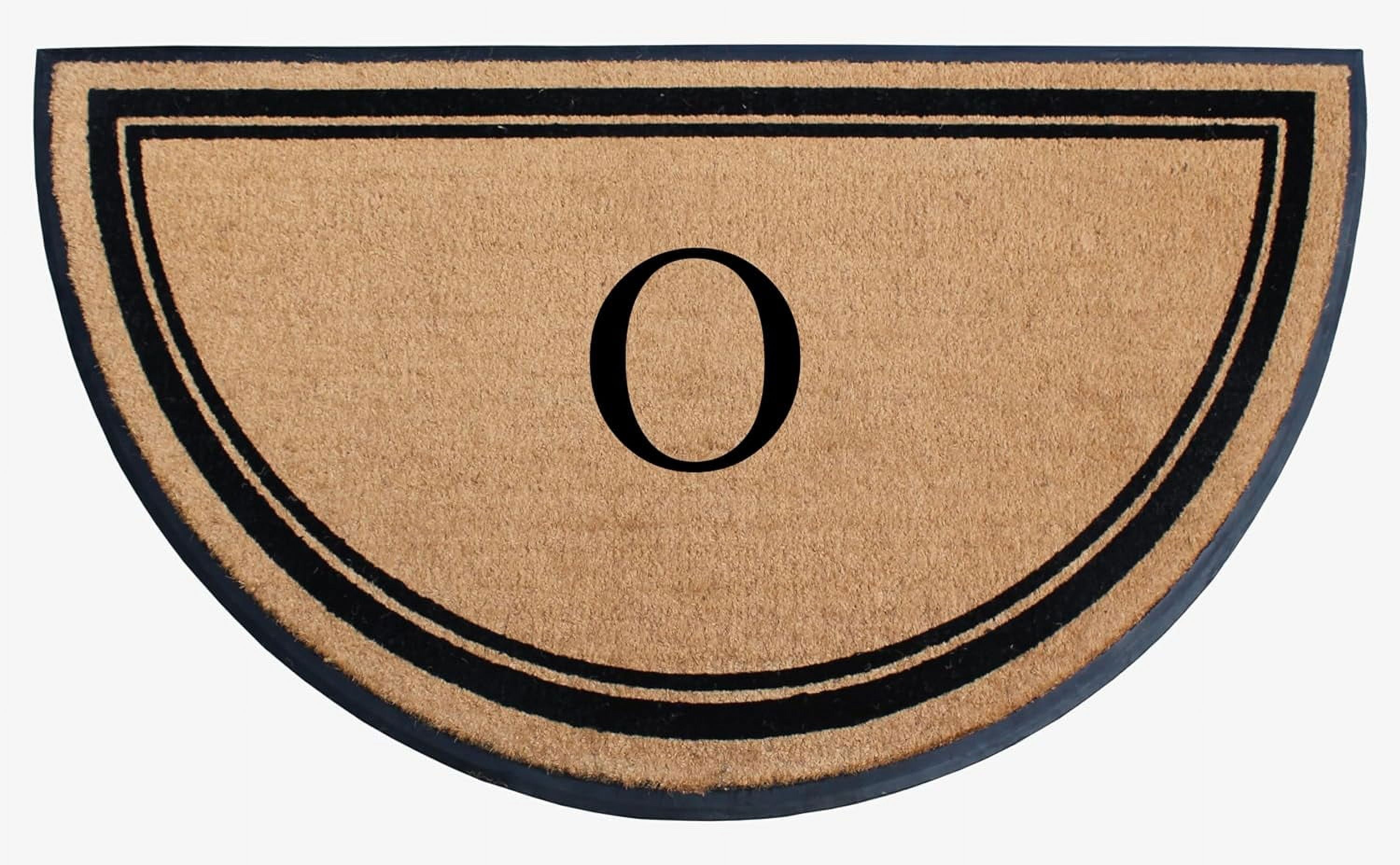 A1HC 36"x72" Natural Coir & Rubber Semicircular Monogrammed Door Mat, Thick, Durable, Heavy-Duty Welcome Mat for Front Door, Black Border