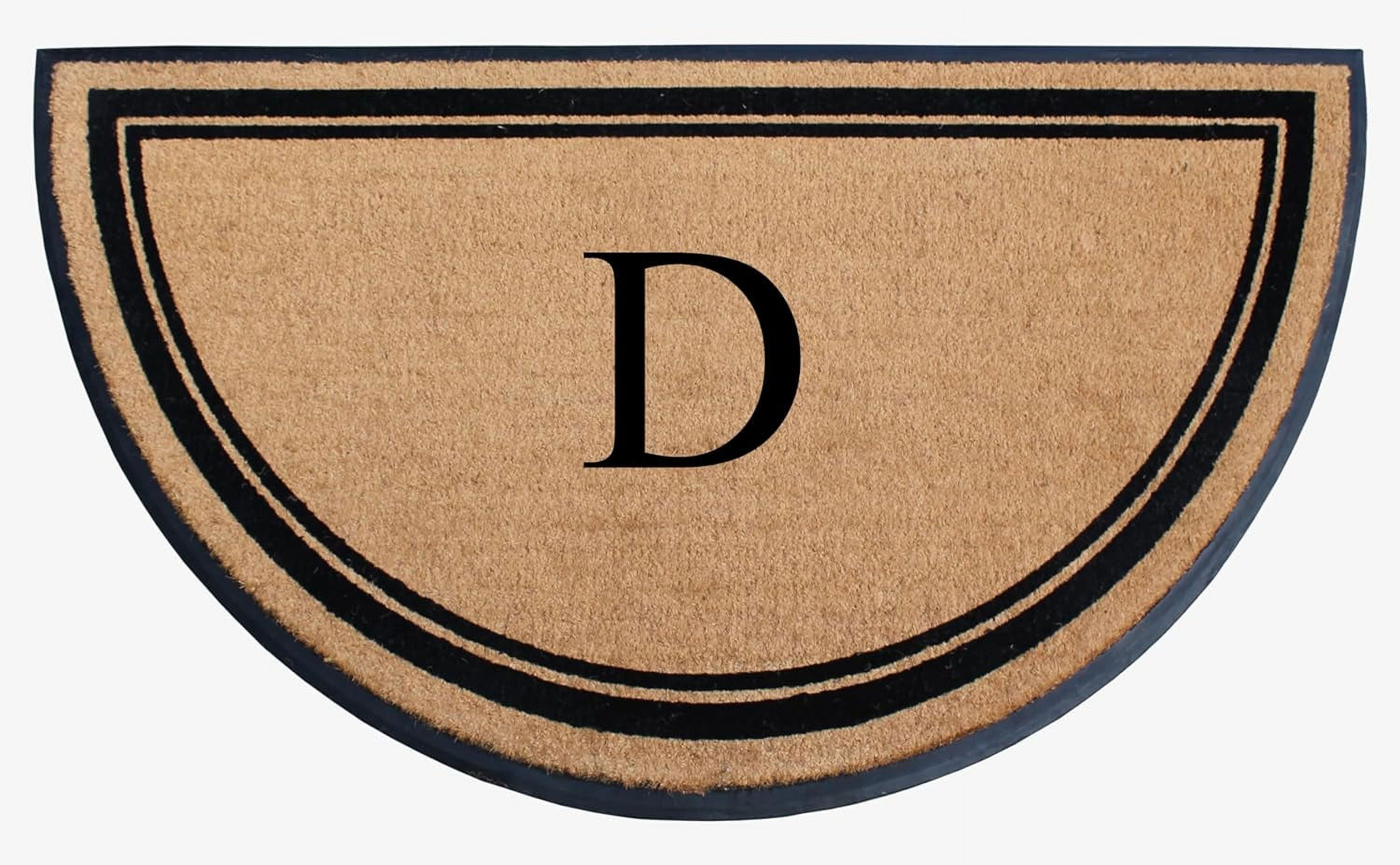 A1HC 36"x72" Natural Coir & Rubber Semicircular Monogrammed Door Mat, Thick, Durable, Heavy-Duty Welcome Mat for Front Door, Black Border