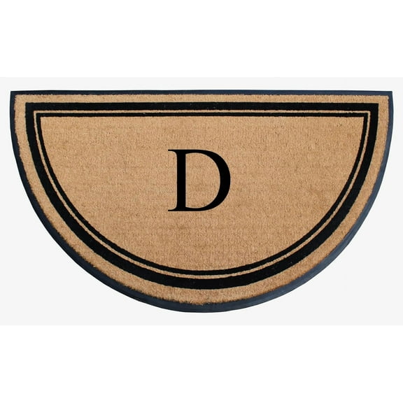 A1HC 36"x72" Natural Coir & Rubber Semicircular Monogrammed Door Mat, Thick, Durable, Heavy-Duty Welcome Mat for Front Door, Black Border