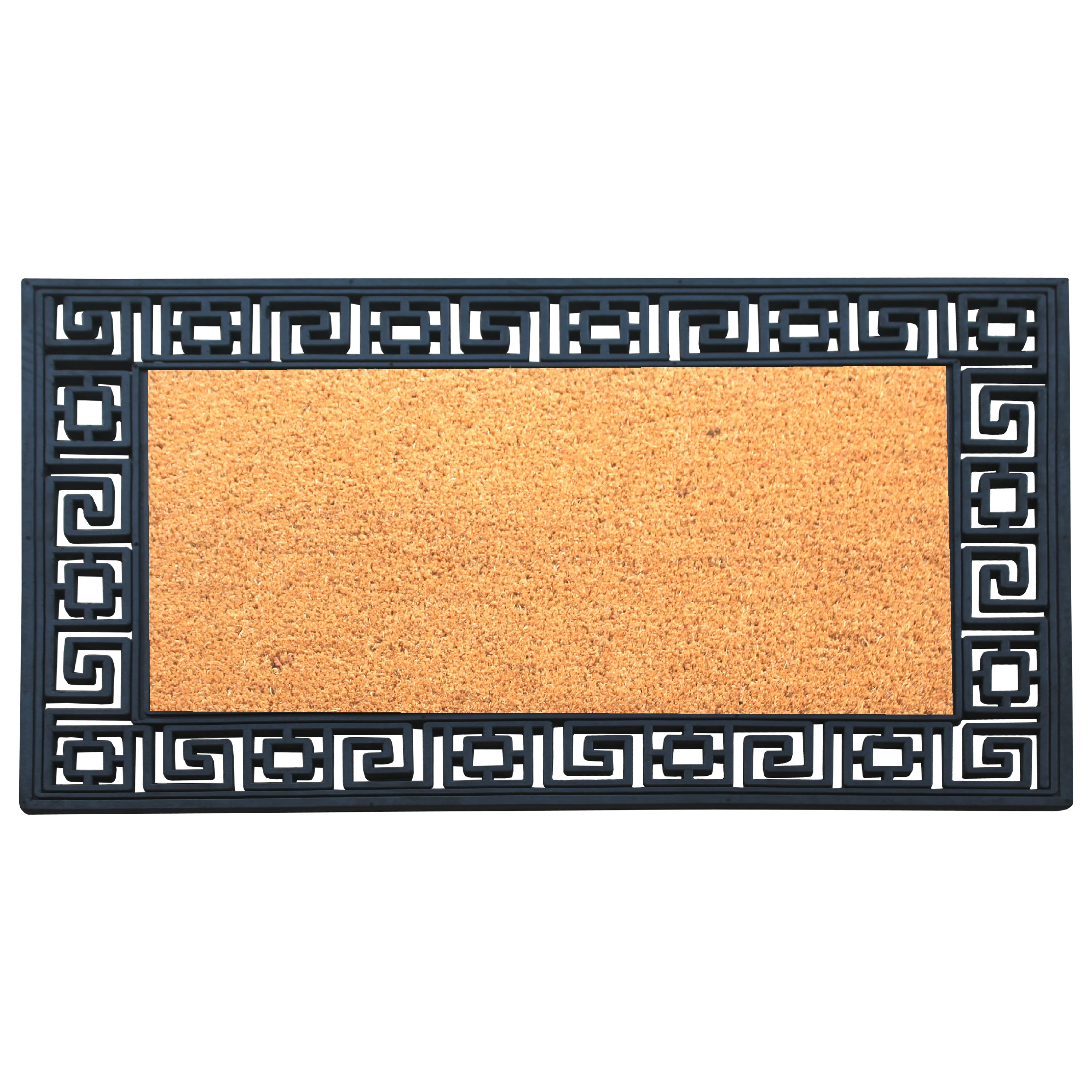 A1 Home Collections 36"×24" Natural Coir & Rubber Doormat - Decorative Welcome Design, Heavy Duty Coconut Fiber Entry Mat with Non-Slip Backing - Anti-Shed Treated, Low Profile Outdoor Front Door Mat