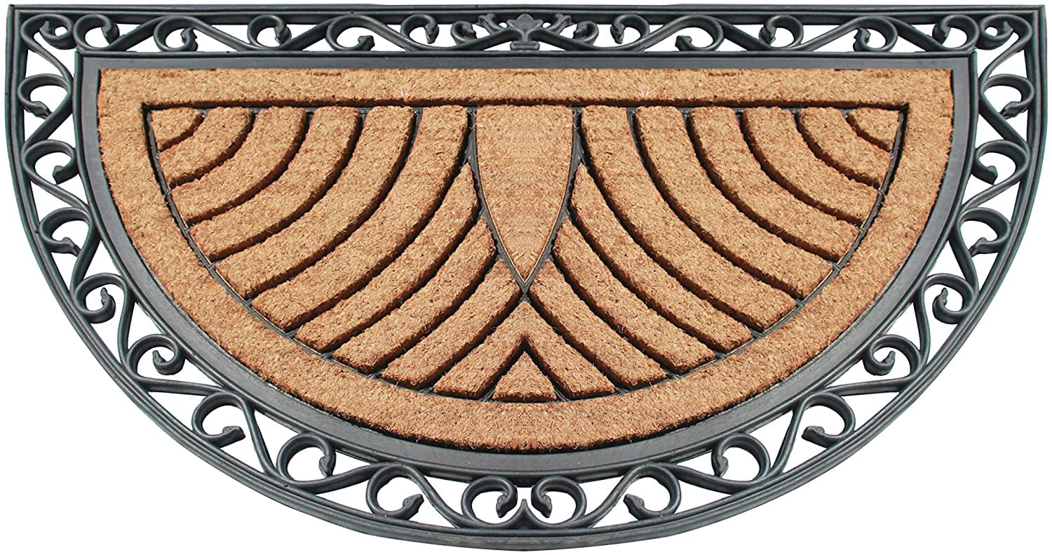 A1HC Natural Coir & Rubber Door Mat 30x48, Thick Durable Doormats for Outdoor Entrance, Heavy Duty Large Size Doormat, Anti-Shed Doormat, Fade-Resistant Door mat Half Round