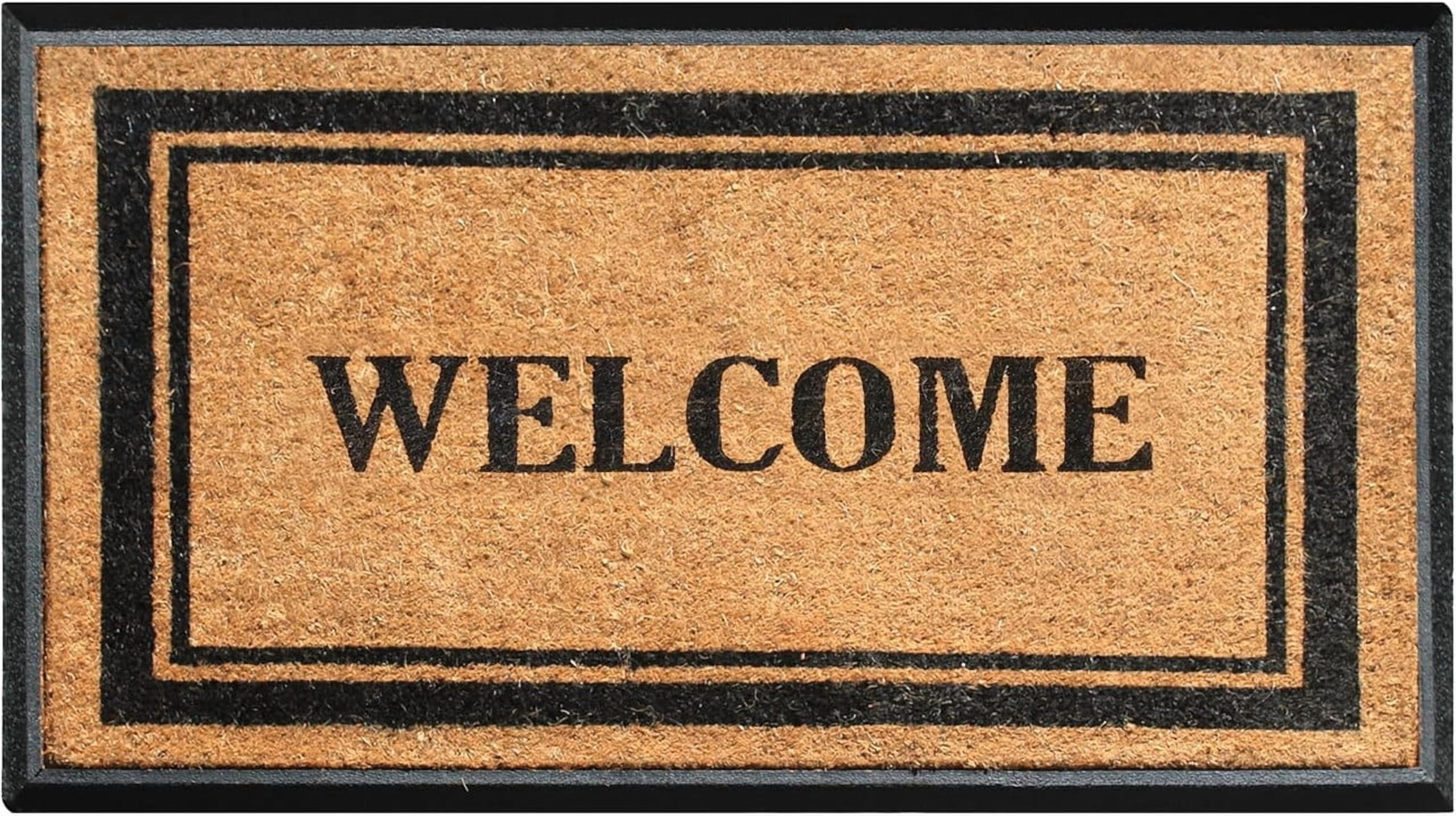 A1HC Natural Coir & Rubber Front Door Mat, 30"x48", Heavy Duty Large Size and Anti-Shed Fade-Resistant Doorrmat for Outdoor Entrance