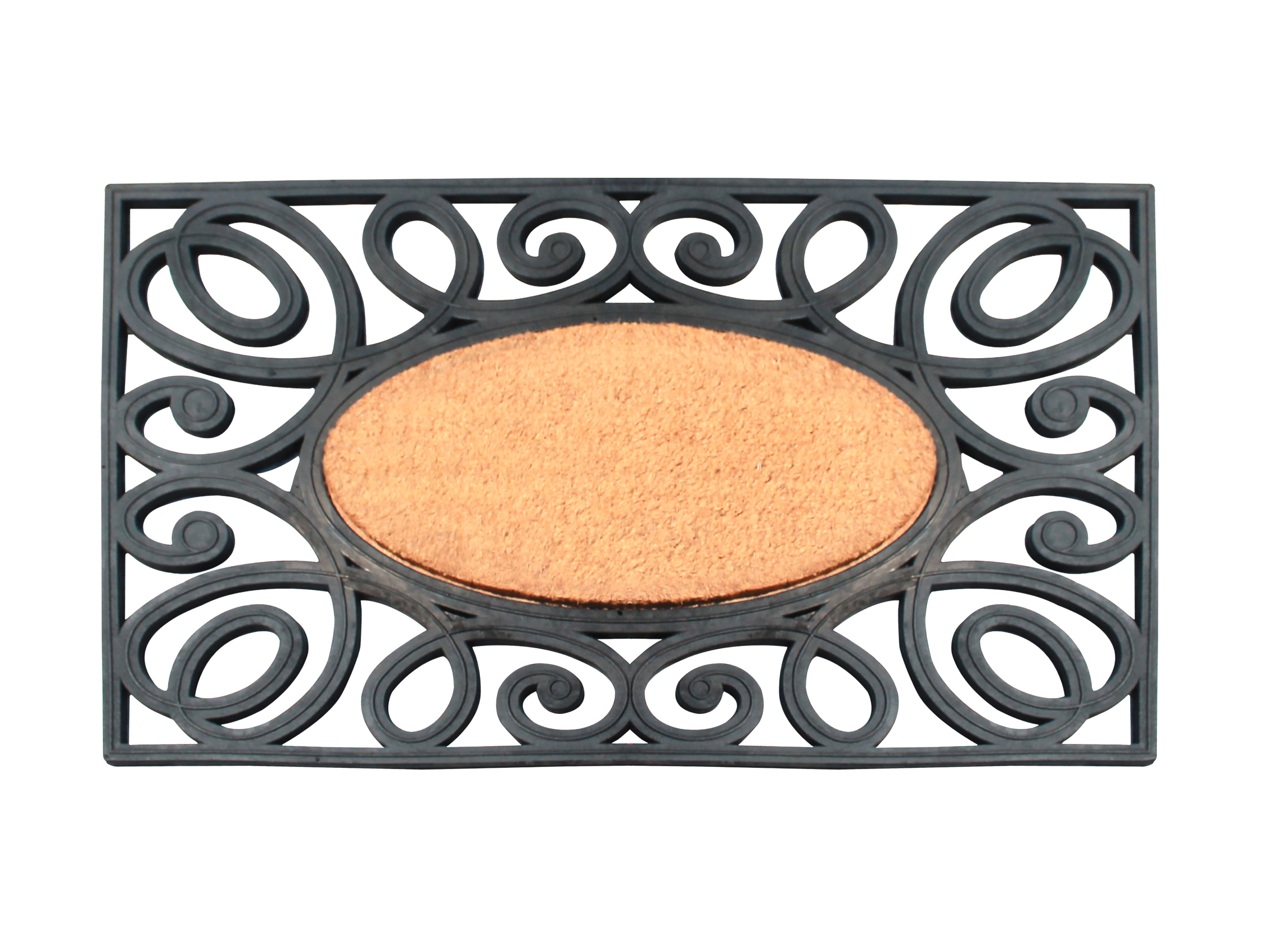 A1 Home Collections 38"×23" Natural Coir & Rubber Doormat - Decorative Welcome Design, Heavy Duty Coconut Fiber Entry Mat with Non-Slip Backing - Anti-Shed Treated, Low Profile Outdoor Front Door Mat
