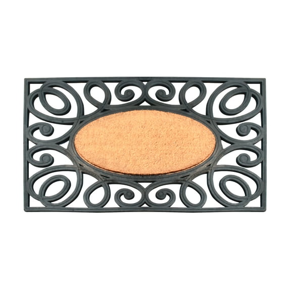 A1HC Natural Coir and Rubber Door Mat, 38x23, Thick Durable Doormats for Indoor Outdoor Entrance, Heavy Duty, Low Profile Door Mat, Easy to Clean, Long Lasting, Front Porch Entry Rug, Black Finish