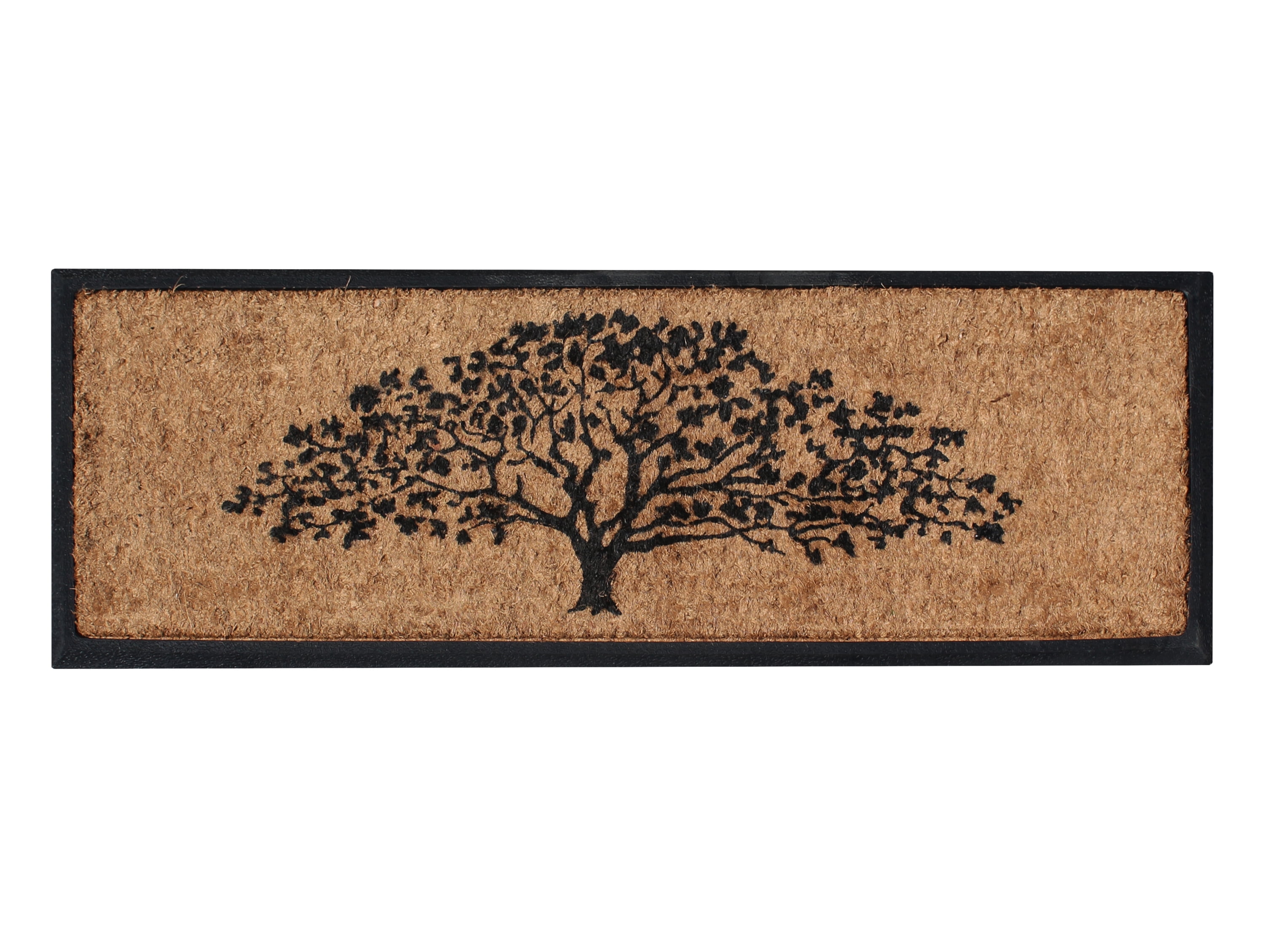 A1HC Natural Coir and Rubber Flocked Large Door Mat, Thick Durable Doormats for Indoor Outdoor Entrance,Heavy Duty,Thin Profile Door Mat, Long Lasting Entry Doormat,18"x48", National Oak Tree Black