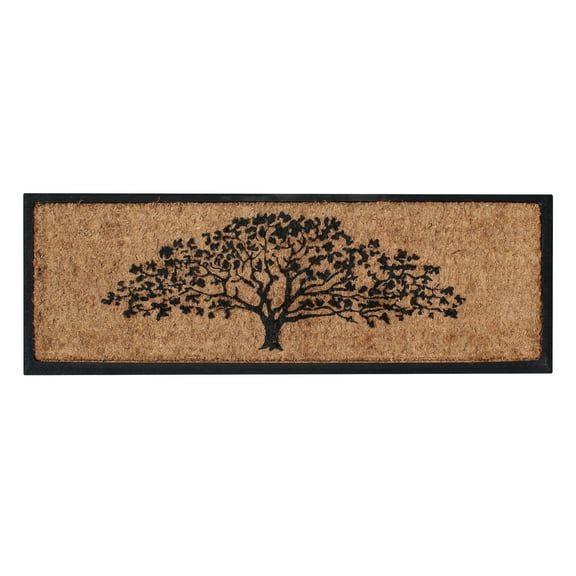 A1HC Natural Coir and Rubber Flocked Large Door Mat, Thick Durable Doormats for Indoor Outdoor Entrance,Heavy Duty,Thin Profile Door Mat, Long Lasting Entry Doormat,18"x48", National Oak Tree Black