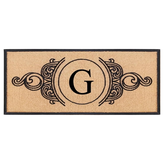 A1HC 30"x60" Natural Coir & Rubber Floral Monogrammed Door Mat, Thick Durable Heavy Duty Welcome Mat for Front Door