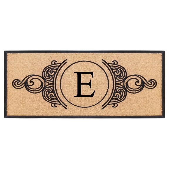 A1HC 30"x60" Natural Coir & Rubber Floral Monogrammed Door Mat, Thick Durable Heavy Duty Welcome Mat for Front Door