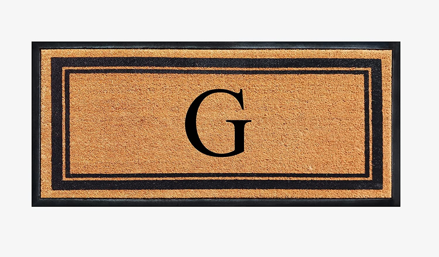 A1HC Natural Coir & Rubber Hand Flocked Large Monogrammed Door Mat