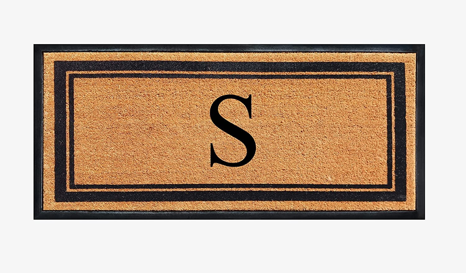 A1HC Natural Coir & Rubber Hand Flocked Large Monogrammed Door Mat 30x60 Inches Thick Durable