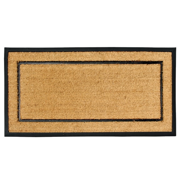 A1HC Natural Coir & Rubber Large Door Mat 30x60 inches Thick Durable Doormats for Entrance Heavy Duty, Thin Profile Front Door Mat, Picture Frame Black