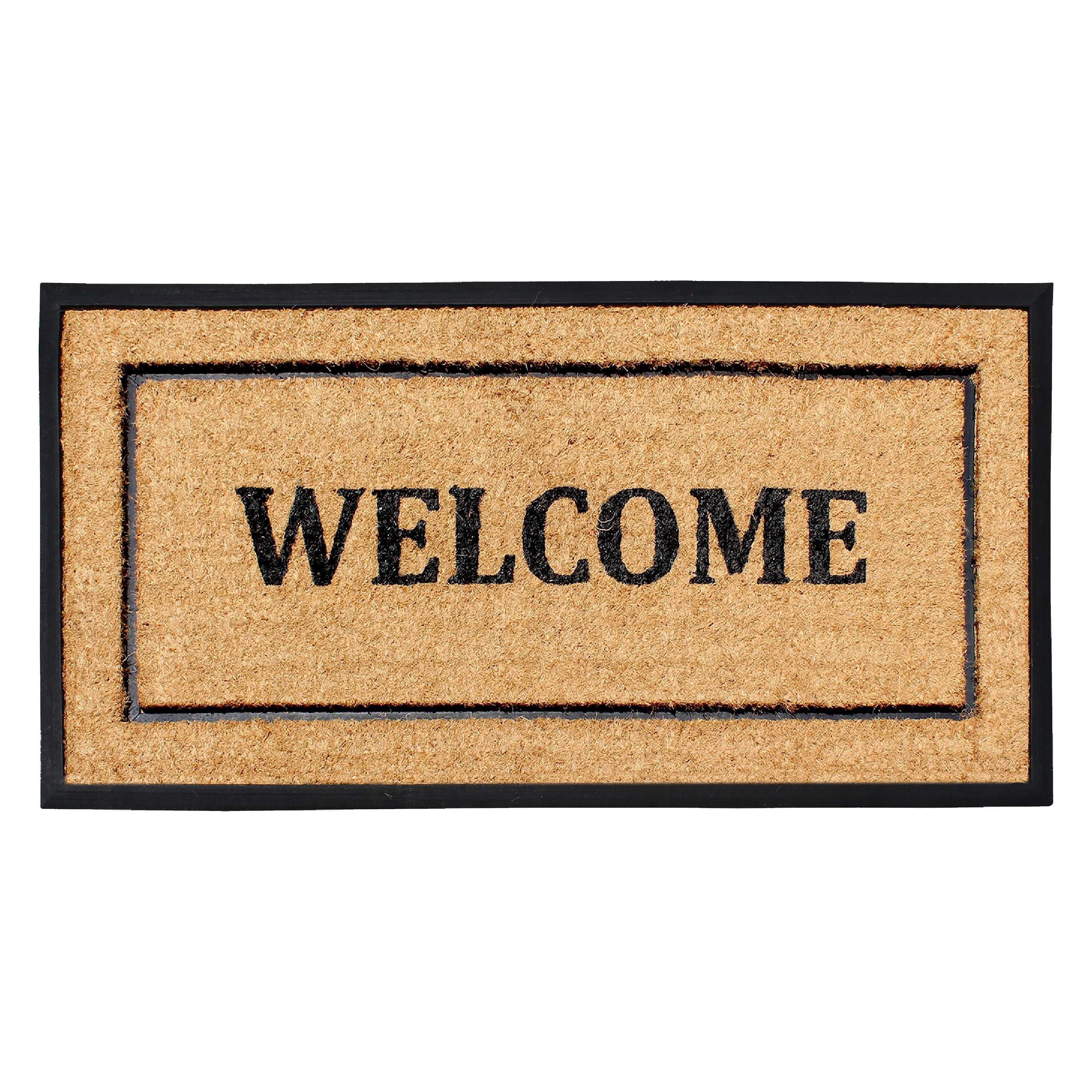 A1HC 30" x 60" Picture Frame Welcome Coir and Rubber Door Mat, Heavy-Duty Outdoor Entrance Mat for Front Porch, Patio, or Entryway
