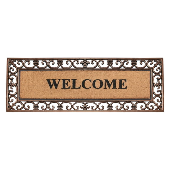 A1HC Natural Coir & Rubber 18"x48" Paisley Door Mat, Thick Durable, Heavy-Duty, Low-Profile, Long-Lasting Front Door Welcome Mat, Bronze