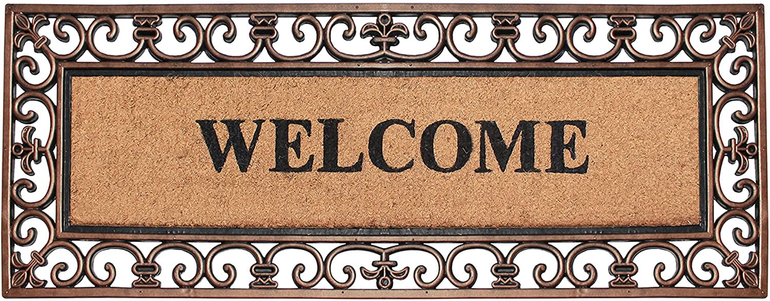 Bronze and Coir Outdoor Welcome Doormat, 18" x 48"