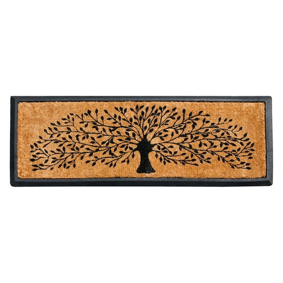 A1HC 18"x48" Natural Coir & Rubber Large Door Mat, Heavy-Duty, Thick Durable, Low-Profile, Easy to Clean, Indoor/Outdoor, Black Shredding Tree