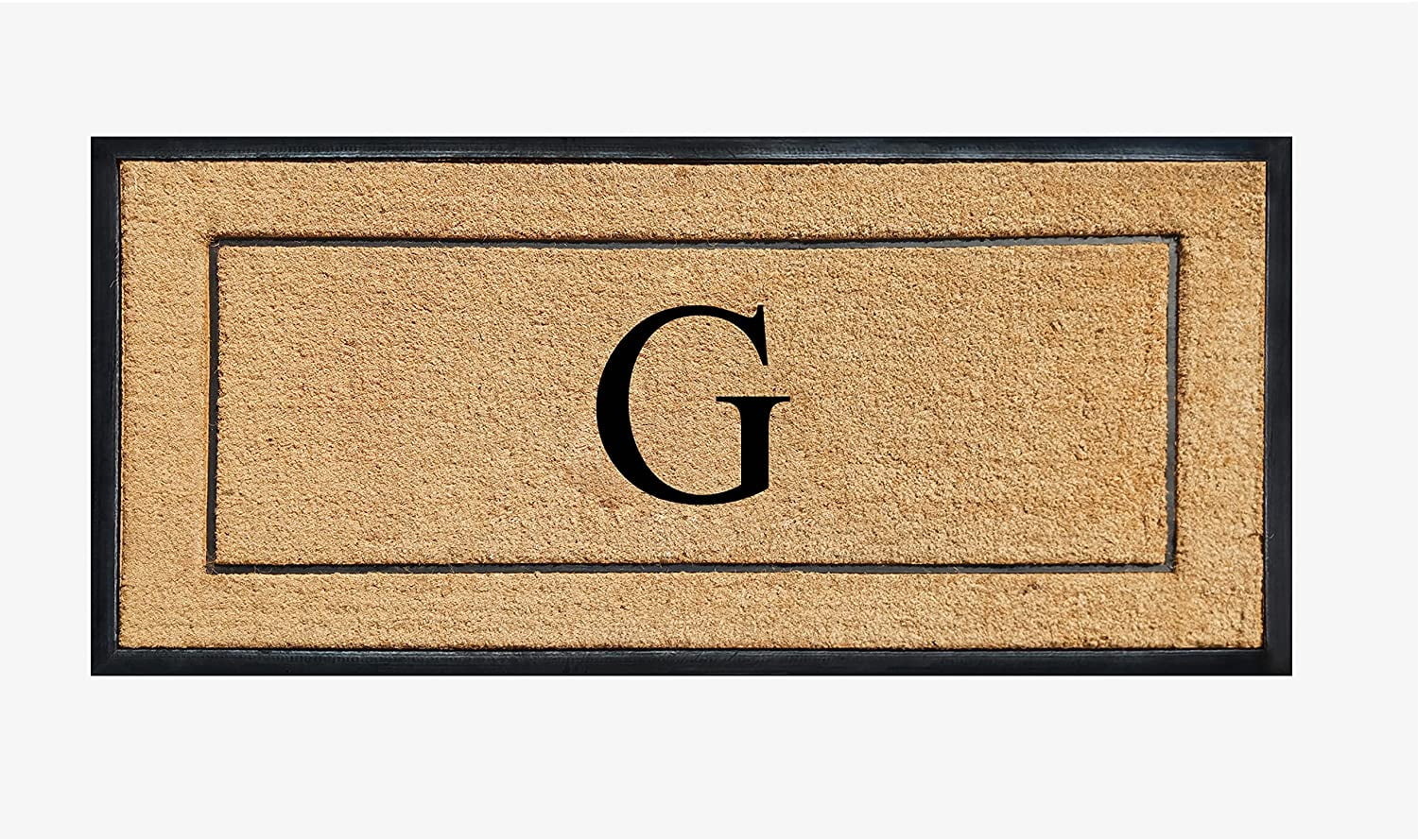 A1HC Natural Coir & Rubber Monogrammed Door Mat, 30x60 in, Thick Durable Heavy-Duty Entrance Mat with Thin Profile for Front Door