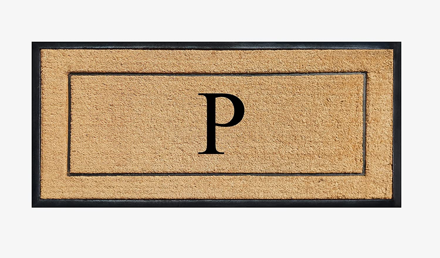 A1HC Natural Coir Monogrammed Doormat, Heavy-Duty Thin Profile Front Door Mat - 30"x60"