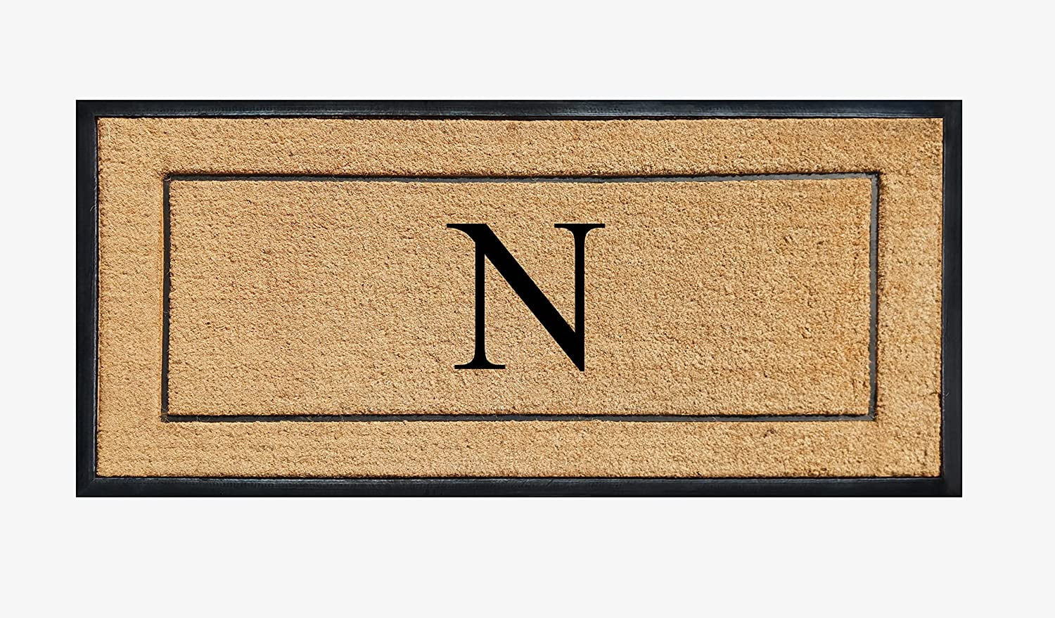 A1HC Natural Coir Monogrammed Doormat, Heavy-Duty Thin Profile Front Door Mat - 30"x60"