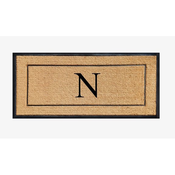A1HC Natural Coir & Rubber Monogrammed Door Mat, 30x60 in, Thick Durable Heavy-Duty Entrance Mat with Thin Profile for Front Door