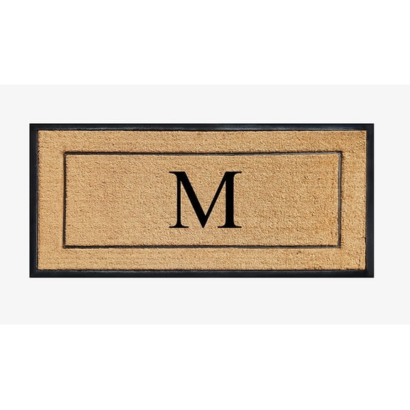 A1HC Natural Coir & Rubber Monogrammed Door Mat, 30x60 in, Thick Durable Heavy-Duty Entrance Mat with Thin Profile for Front Door