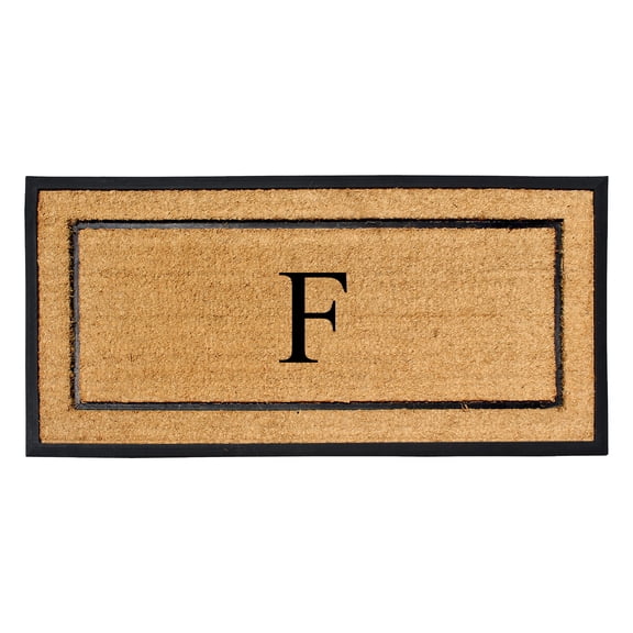 A1HC Natural Coir Monogrammed Doormat, Heavy-Duty Thin Profile Front Door Mat - 30"x60"