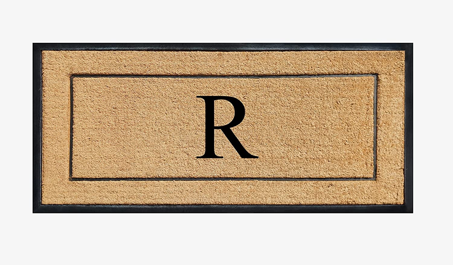 A1HC Natural Coir & Rubber Monogrammed Door Mat, 30x60 in, Thick Durable Heavy-Duty Entrance Mat with Thin Profile for Front Door