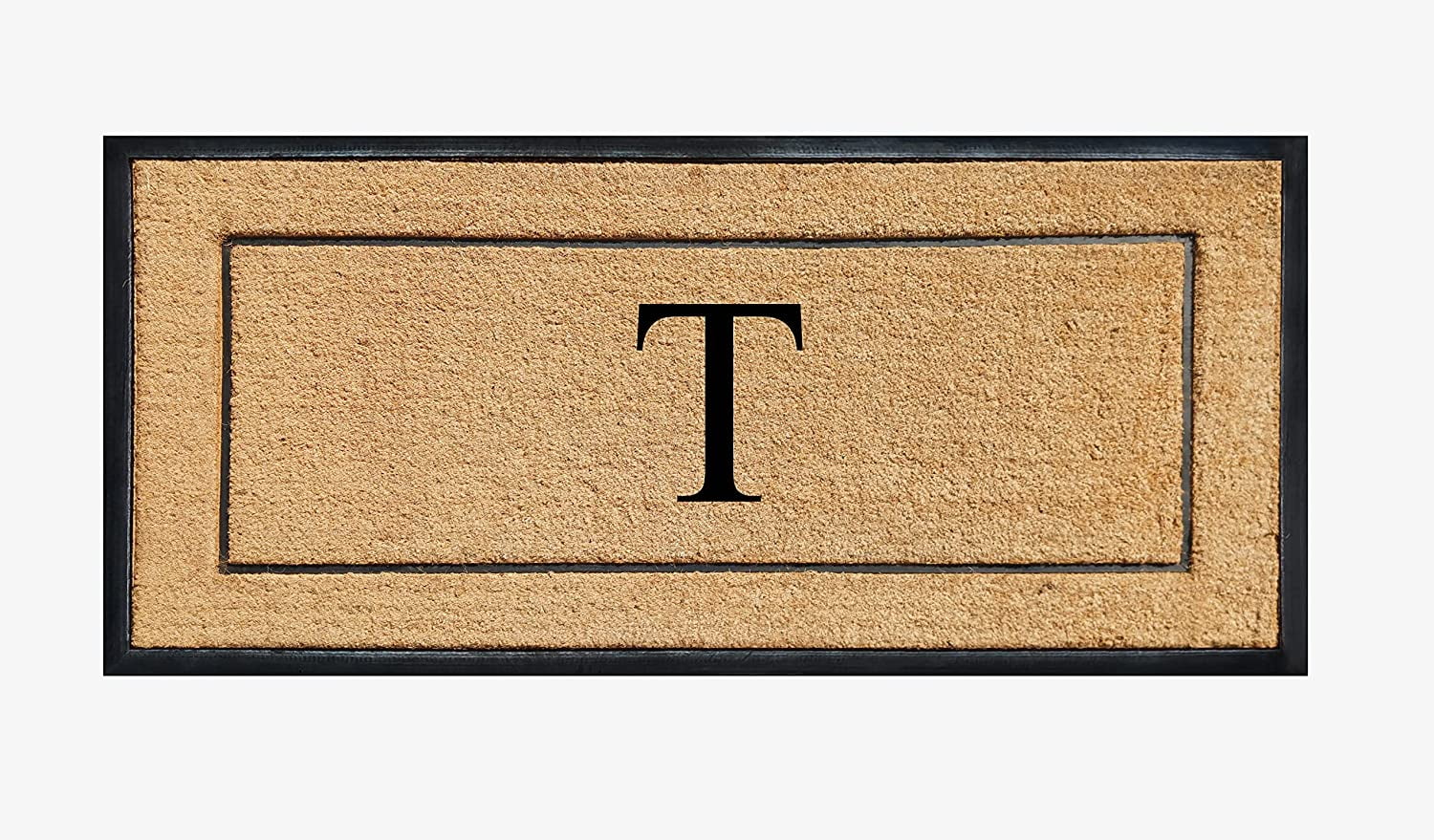 A1HC Natural Coir Monogrammed Doormat, Heavy-Duty Thin Profile Front Door Mat - 30"x60"