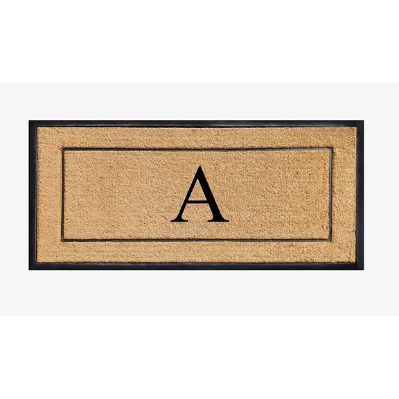 A1HC Natural Coir & Rubber Monogrammed Door Mat, 30x60 in, Thick Durable Heavy-Duty Entrance Mat with Thin Profile for Front Door