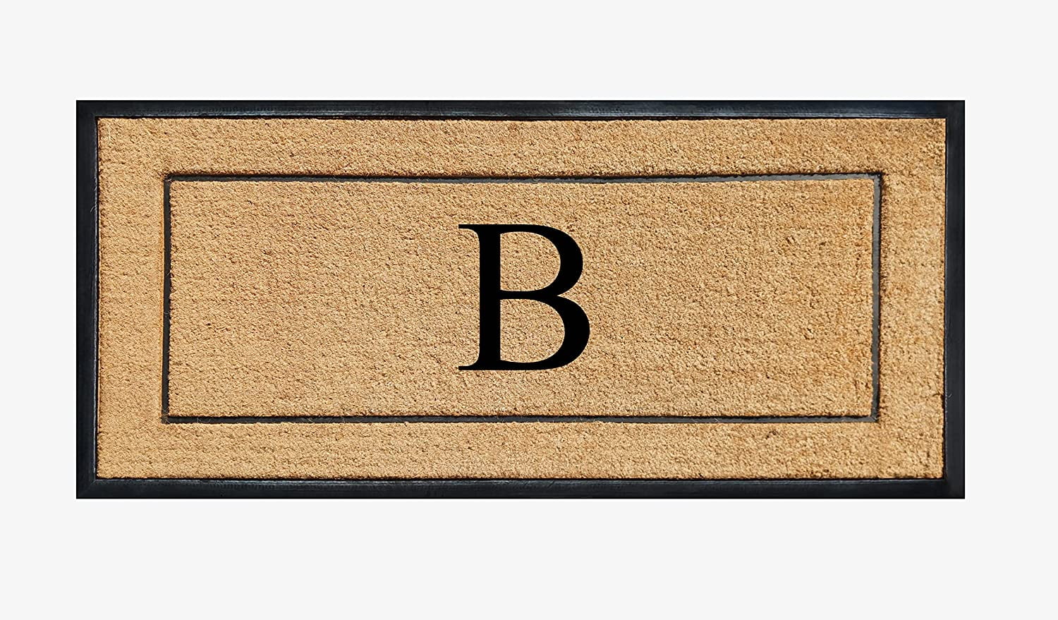 A1HC Natural Coir & Rubber Monogrammed Door Mat, 30x60 in, Thick Durable Heavy-Duty Entrance Mat with Thin Profile for Front Door