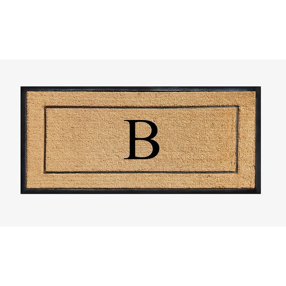 A1HC Natural Coir & Rubber Monogrammed Door Mat, 30x60 in, Thick Durable Heavy-Duty Entrance Mat with Thin Profile for Front Door