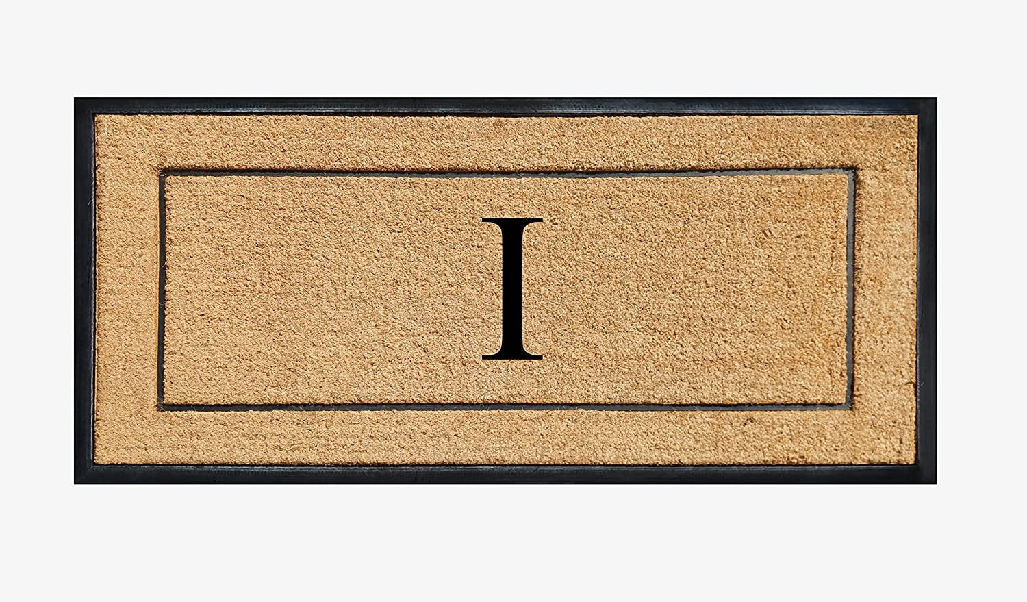 A1HC Natural Coir & Rubber Monogrammed Door Mat, 30x60 in, Thick Durable Heavy-Duty Entrance Mat with Thin Profile for Front Door