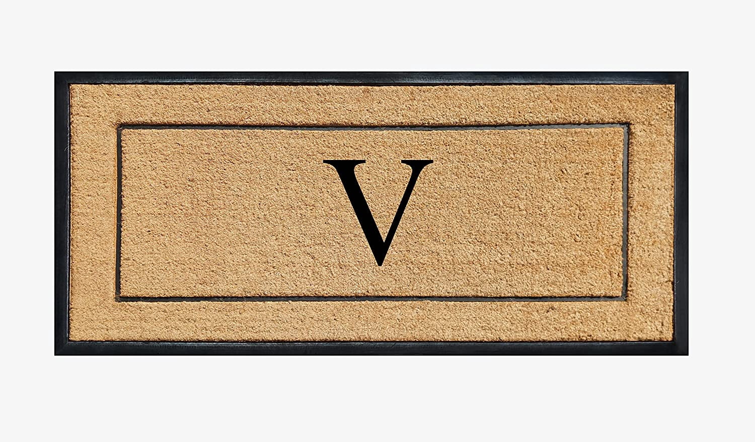 A1HC Natural Coir & Rubber Monogrammed Door Mat, 30x60 in, Thick Durable Heavy-Duty Entrance Mat with Thin Profile for Front Door