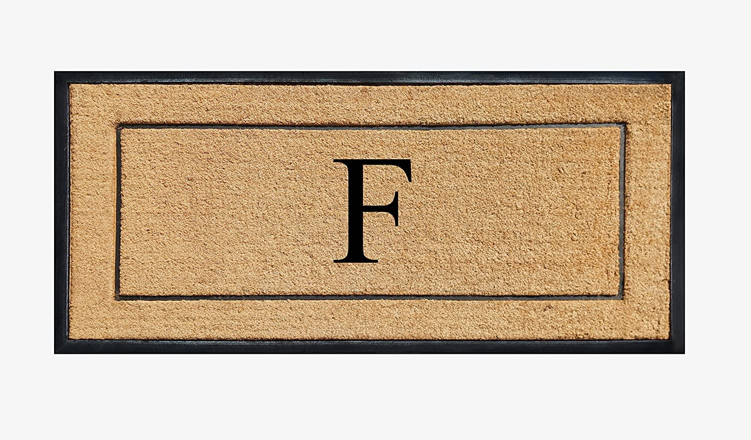 A1HC Natural Coir & Rubber Monogrammed Door Mat, 30x60 in, Thick Durable Heavy-Duty Entrance Mat with Thin Profile for Front Door