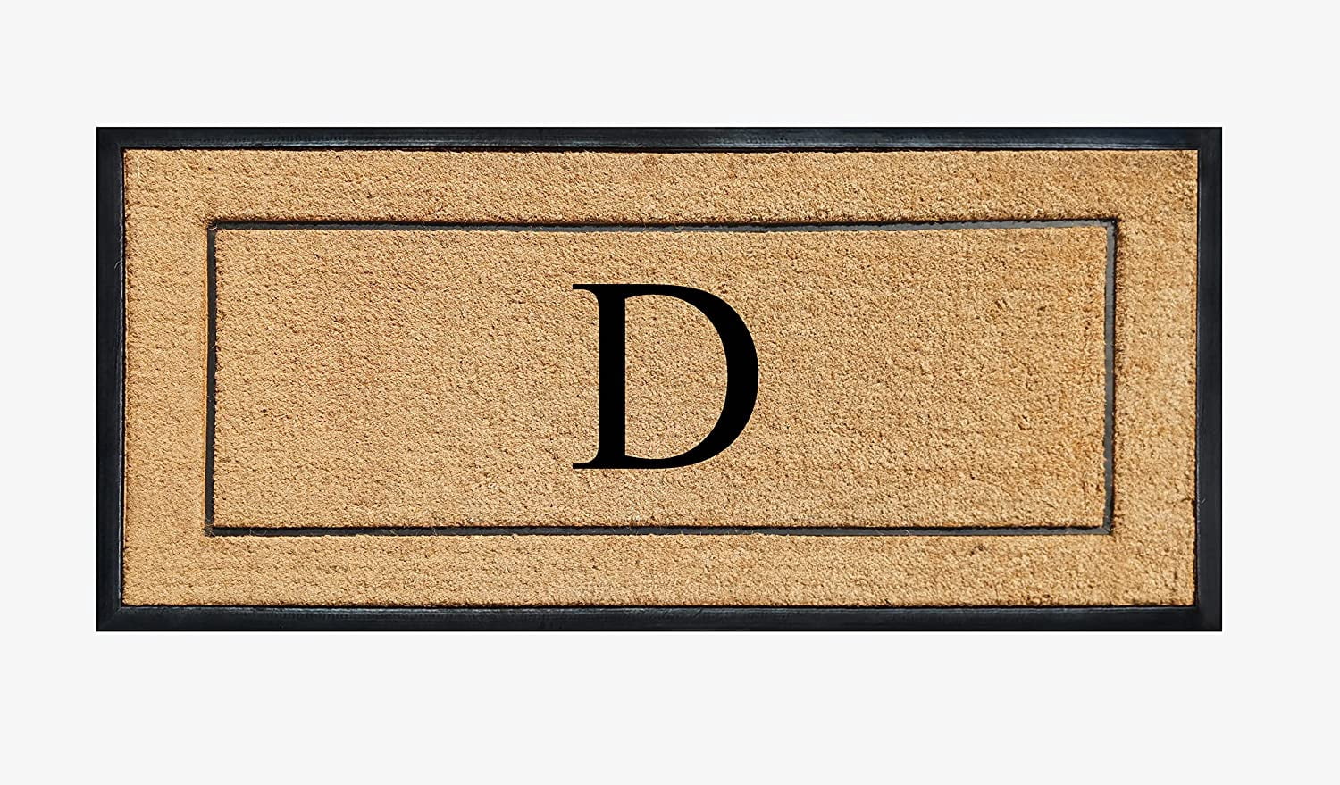 A1HC Natural Coir & Rubber Monogrammed Door Mat, 30x60 in, Thick Durable Heavy-Duty Entrance Mat with Thin Profile for Front Door